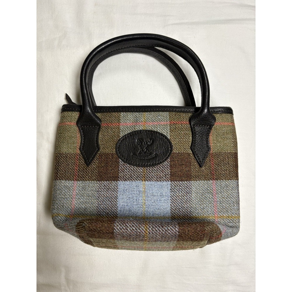 Barrhead Leather Harris Tweed Mini Tote Bag Hunting Macleod Plaid Wool Purse